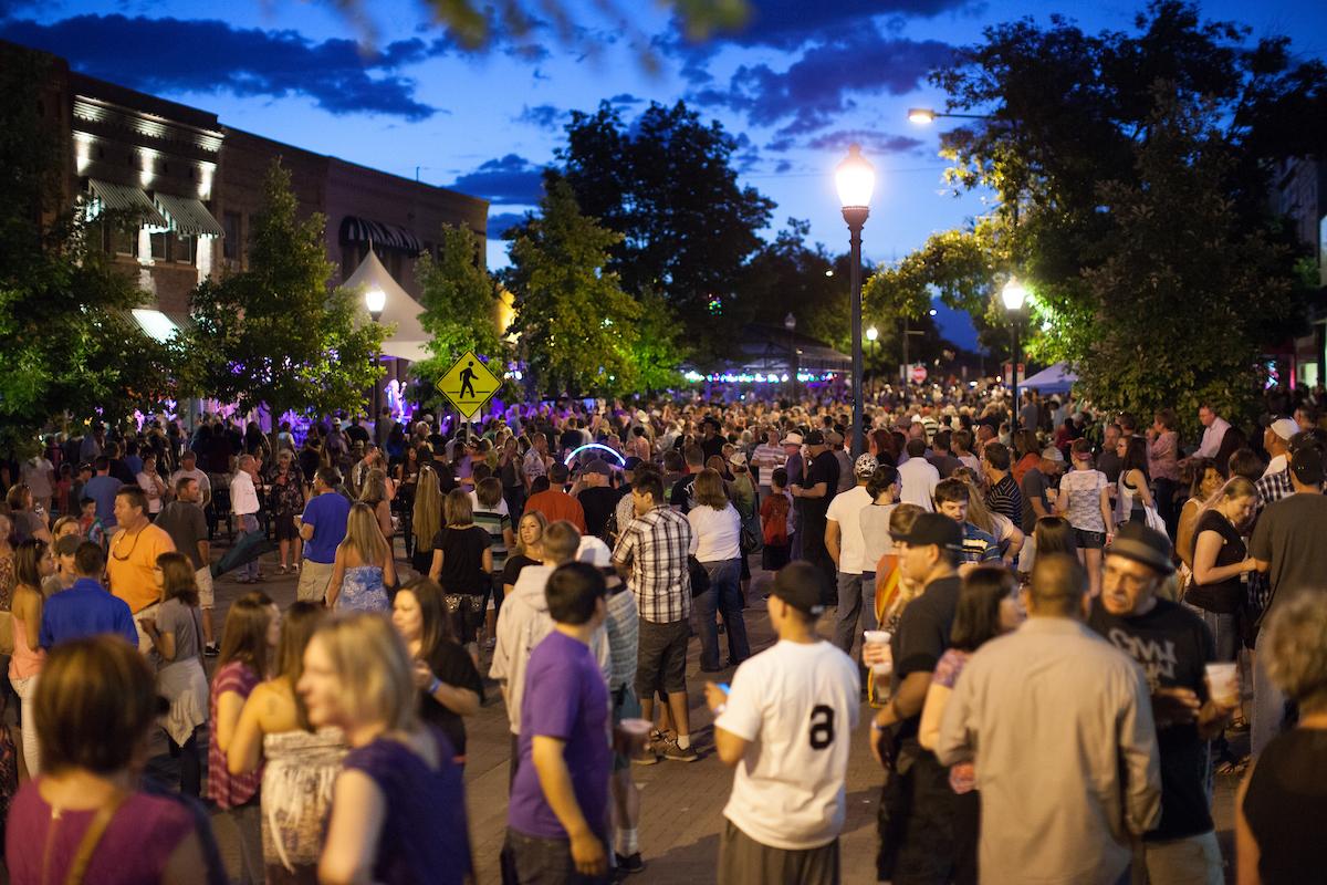 Crowd gathered outside at FridayFest