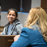 Students interact at alumni event